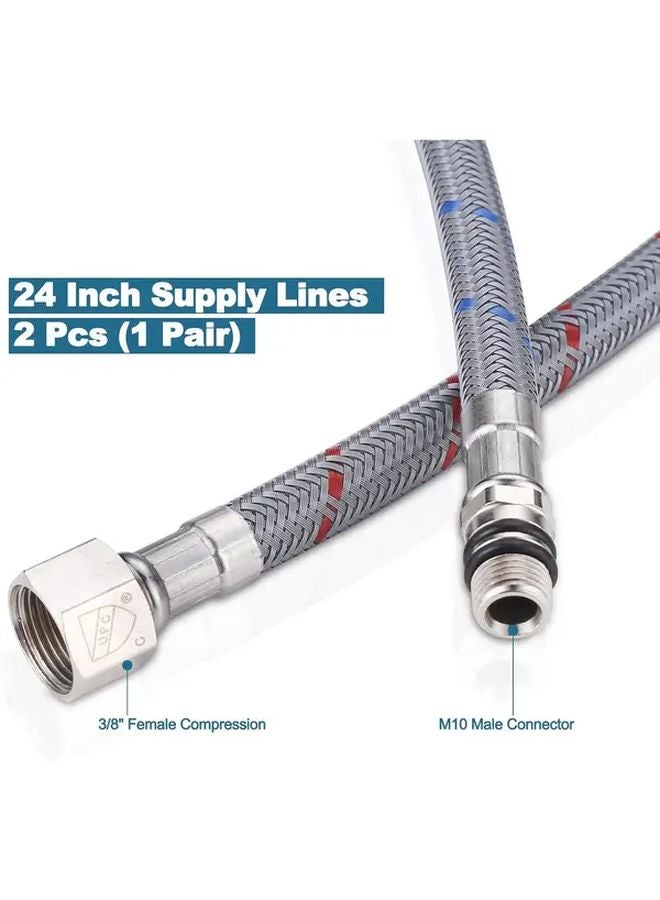24 Inch Braided Faucet Supply Line 2 Pack cUPC Bathroom Kitchen Sink Hose - Image 4
